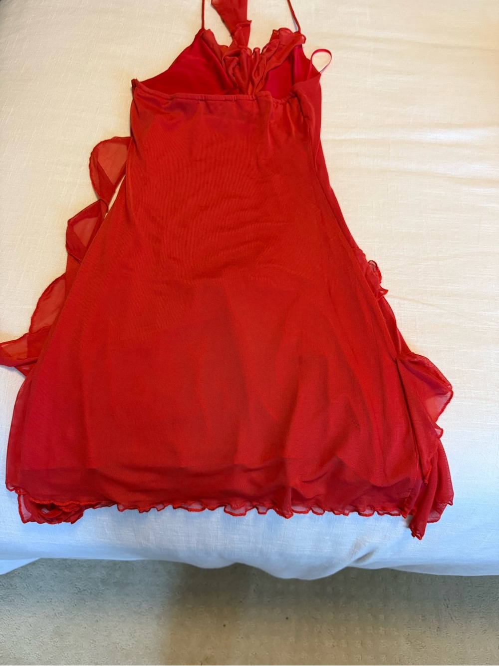 Princess Polly Red Ruffle V-Neck Mini Dress - Picture 3 of 3